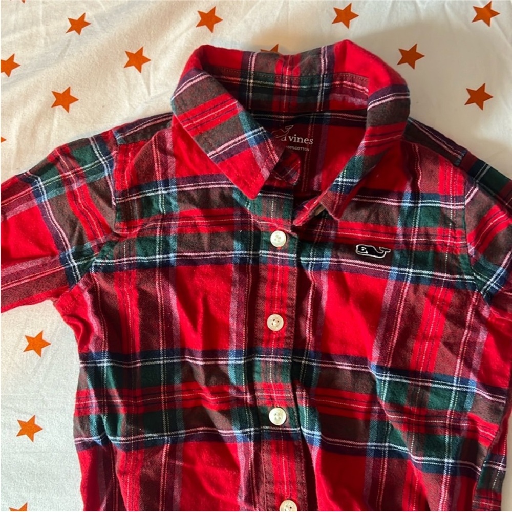Vineyard Vines tartan long sleeved onesie.  Size 12-18 months.  SF and PF home.